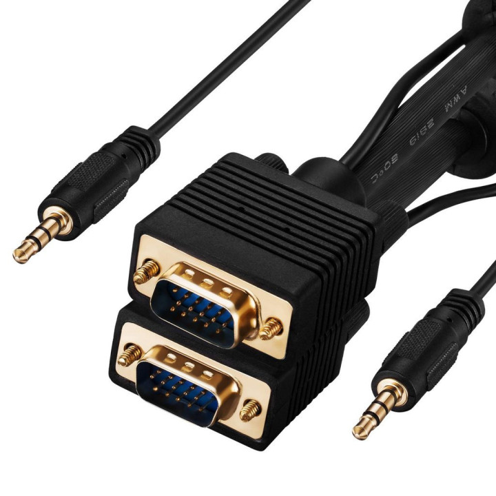 VGA Monitor Cable Male/Male with 3.5mm Stereo