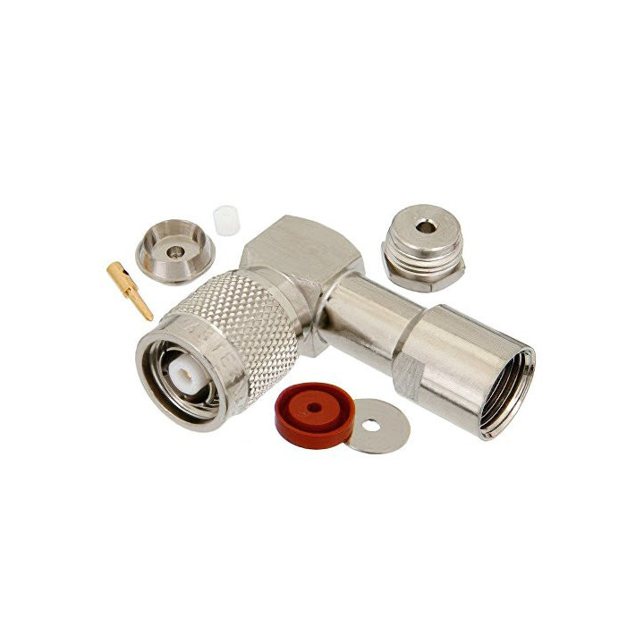 Rosenberger TNC RP-Male Connector - 50Ω Right Angle Plug for Cable Mounting