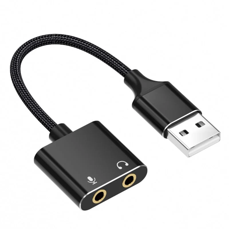 USB External Stereo Sound Adapter – Plug & Play USB Audio with Stereo & Mic Jacks