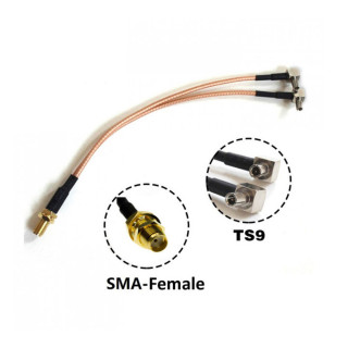 SMA Female to Dual TS-9 Adapter – RF Splitter for External Antenna to 4G/5G Modems – by Wassalat