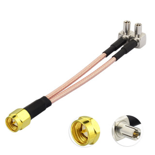 SMA Male to Dual TS-9 Adapter – RF Y-Cable for LTE/5G Modems and Antennas – by Wassalat