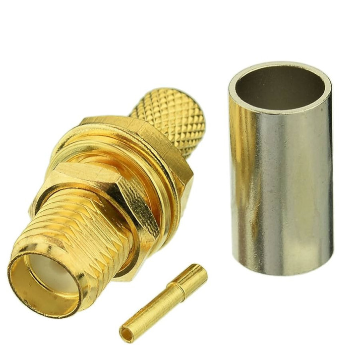 SMA Female Crimp Connector – Compatible with RG58, RG141, and LMR-195 Coaxial Cables