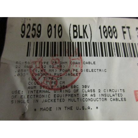 Belden 9259 Coaxial Cable – Professional 75 Ohm RG59 Precision Video & Broadcast Cable