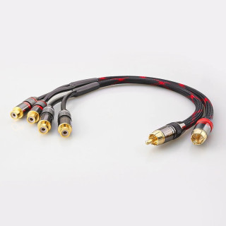 Premium RCA Splitter Cable – 2 Male to 4 Female, Gold-Plated Audio/Video Adapter