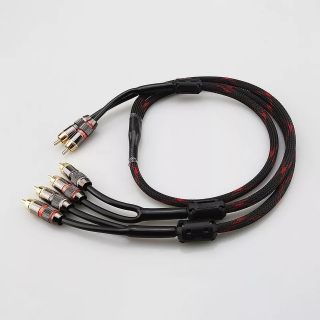 Premium RCA Splitter Cable – 2 Male to 4 Male, Gold-Plated Audio/Video Adapter