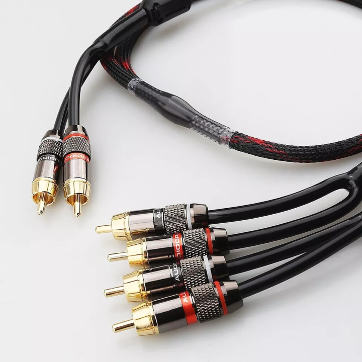 Premium RCA Splitter Cable – 2 Male to 4 Male, Gold-Plated Audio/Video Adapter