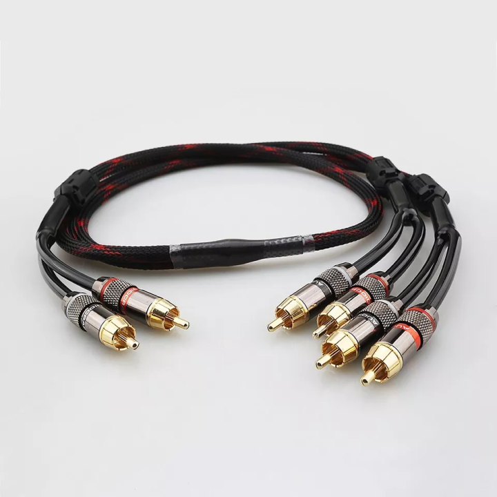 Premium RCA Splitter Cable – 2 Male to 4 Male, Gold-Plated Audio/Video Adapter