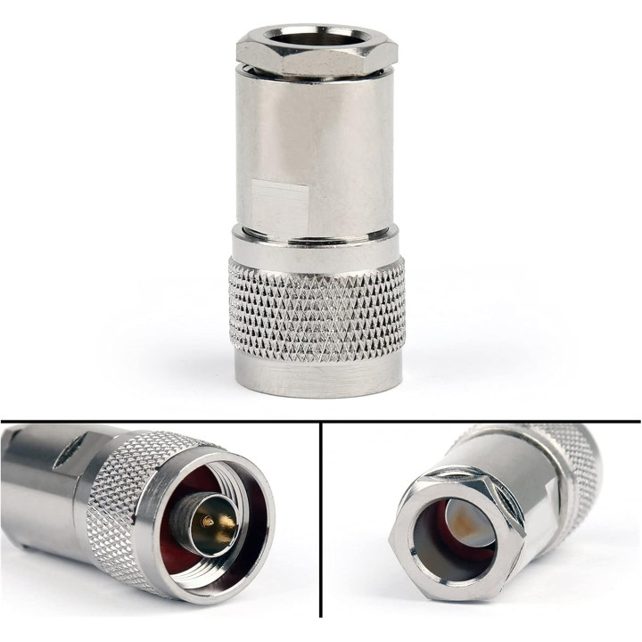 N-Type Straight Clamp Plug – Compatible with RG-8, RG-213, RG-225 , TZC500 (50 Ohm)