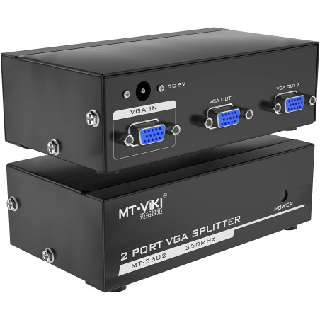 MT-VIKI 2 Port Powered VGA Splitter 1 in 2 Out 350Mhz Video Distribution