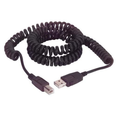 Wassalat Coiled USB Cable, Latching Type A Male / Type B Male