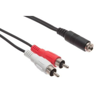 Car Audio Installation Cable - Panel Mount 3.5mm Stereo Female to Dual RCA Male
