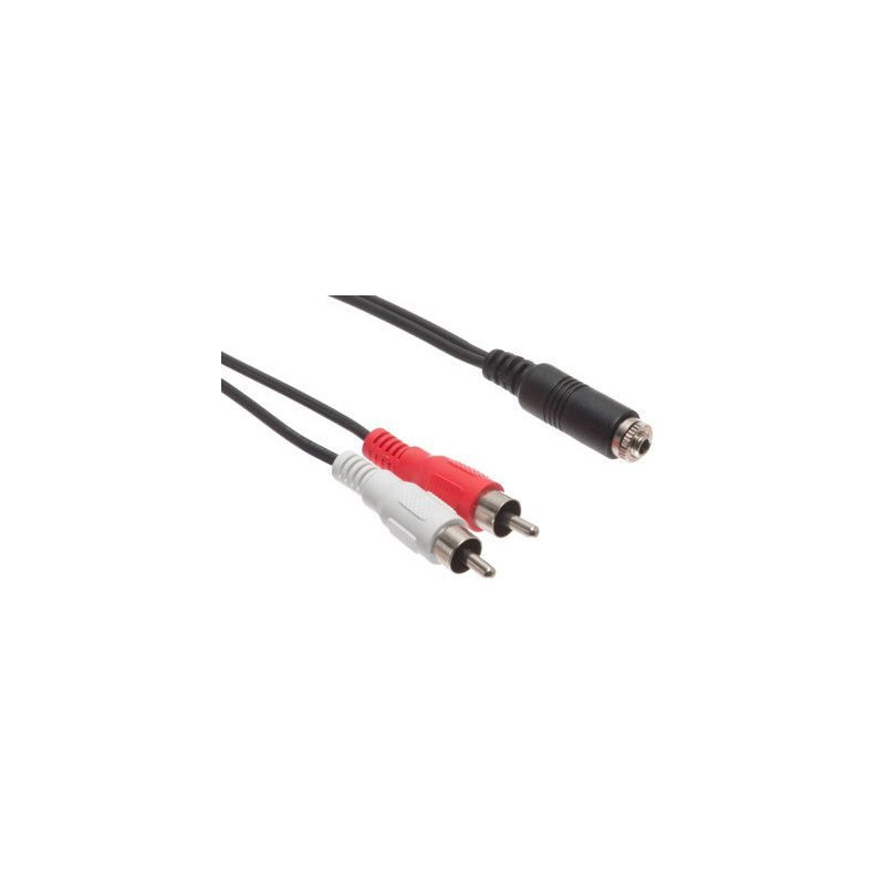 Car Audio Installation Cable - Panel Mount 3.5mm Stereo Female to Dual RCA Male