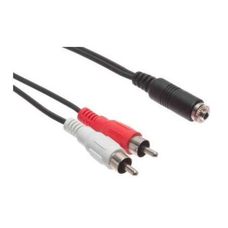 Car Audio Installation Cable - Panel Mount 3.5mm Stereo Female to Dual RCA Male