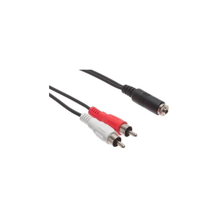 Car Audio Installation Cable - Panel Mount 3.5mm Stereo Female to Dual RCA Male