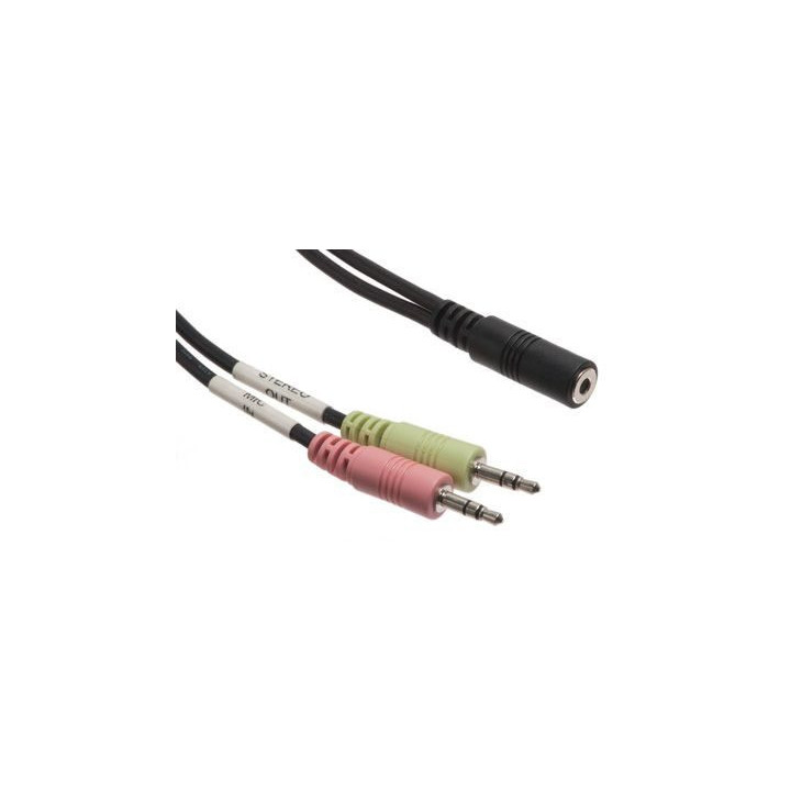 Headset/Mic Breakout Cable - 3.5mm TRRS Female to Dual 3.5mm TRS Stereo Male