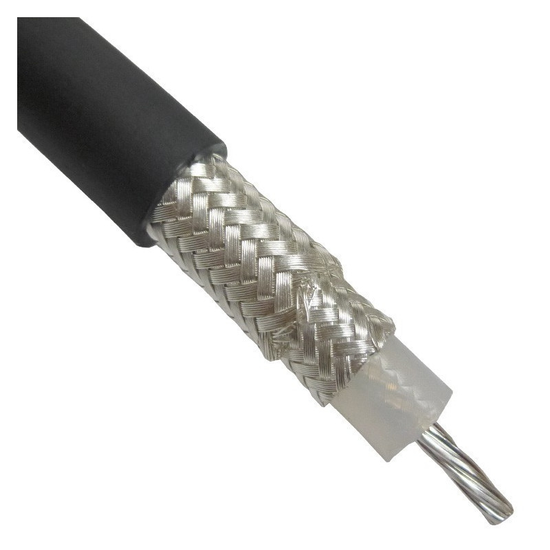 Flexible RG214 Coax Cable Double Shielded with Black PVC Jacket