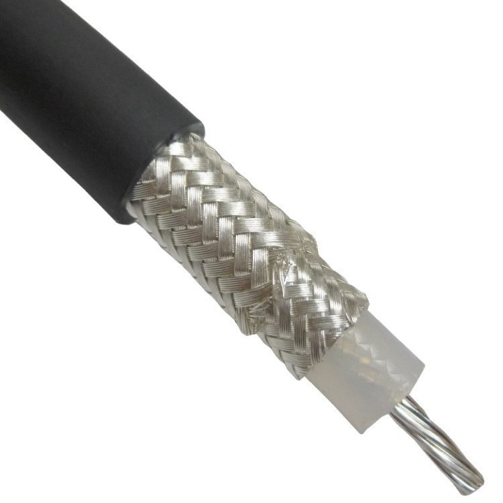 Flexible RG214 Coax Cable Double Shielded with Black PVC Jacket