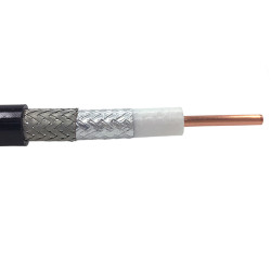 Flexible RG8 double shielded coaxial cable with black outdoor jacket