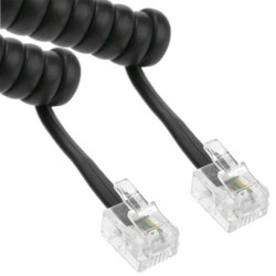 RJ12 Coiled Line Cord – 4 Conductor - Straight