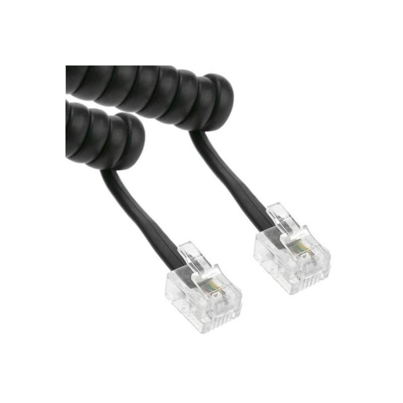RJ12 Coiled Line Cord – 4 Conductor - Straight