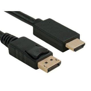 DP to HDMI 2.0 Male to Male with ferrites, 4K, Black PVC nylon braided cable