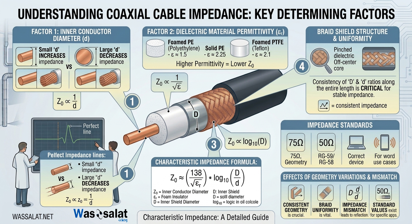 Factors determining coaxial cable impedance